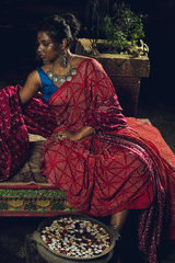 Ruby Red Bandhani Handloom Silk Sari