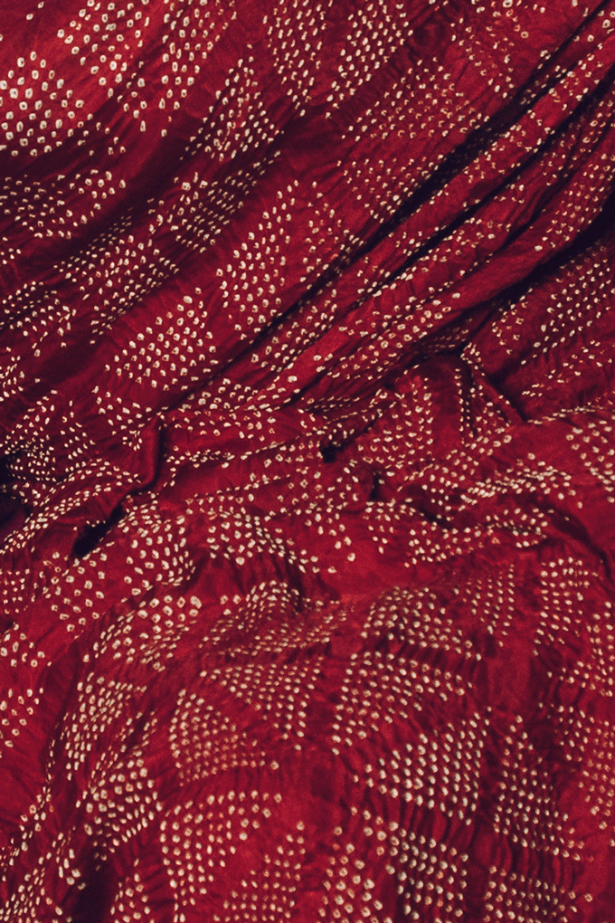 Ruby Red Bandhani Handloom Silk Sari