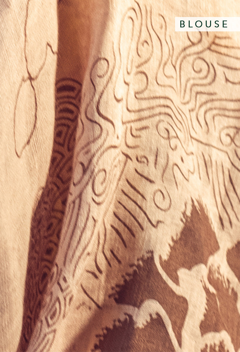 Brown Dhalia Linen Handloom Sari