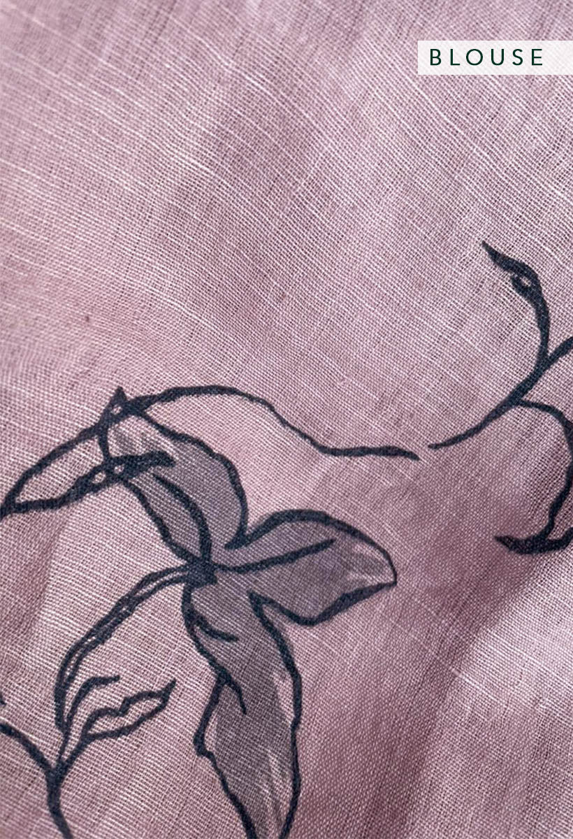 Vintage Lavender Linen Handloom Sari