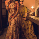 Forest Pattern Brown Linen Handloom Sari