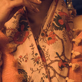 Forest Pattern Brown Linen Handloom Sari
