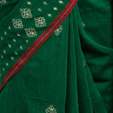 Forest Green Zari Jamdani Tussar Khadi Handloom Sari