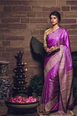 Orchid Pure Tussar n Ghicha Handloom Sari