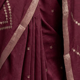 Burgandy Zari Jamdani Tussar Khadi Handloom Sari