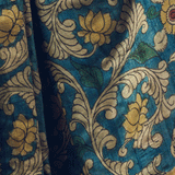 Blue Floral Kalamkari Pure Silk Handloom Sari