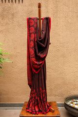 Laali Pure Raw Silk Kalamkari Handloom Sari