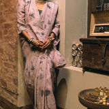 Vintage Lavender Linen Handloom Sari