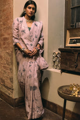 Vintage Lavender Linen Handloom Sari
