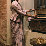 Vintage Lavender Linen Handloom Sari
