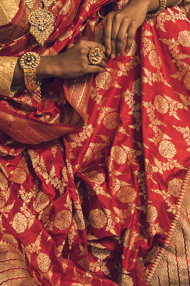 Red Pure Katan Kadwa Banarasi Handloom Sari
