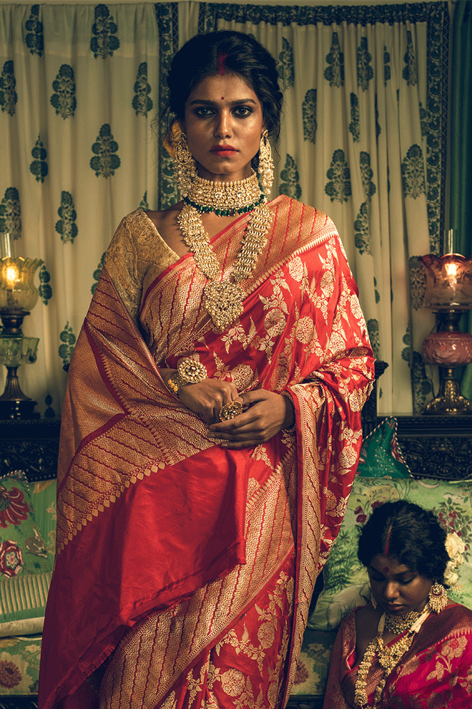 Red Pure Katan Kadwa Banarasi Handloom Sari