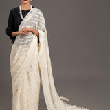 Off White Dhakai Jamdani Pure Cotton Khadi Handloom Sari