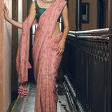 Pink Magnolia Linen Handloom Sari