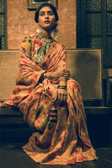 'Yamini' Multicolored Linen Handloom Sari