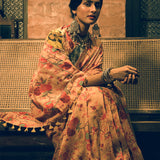 'Yamini' Multicolored Linen Handloom Sari