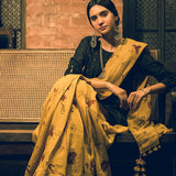 'Harsha' Mustard Chamomile Linen Handloom Sari