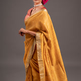 Turmeric Zari Jamdani Pure Tussar Handloom Sari