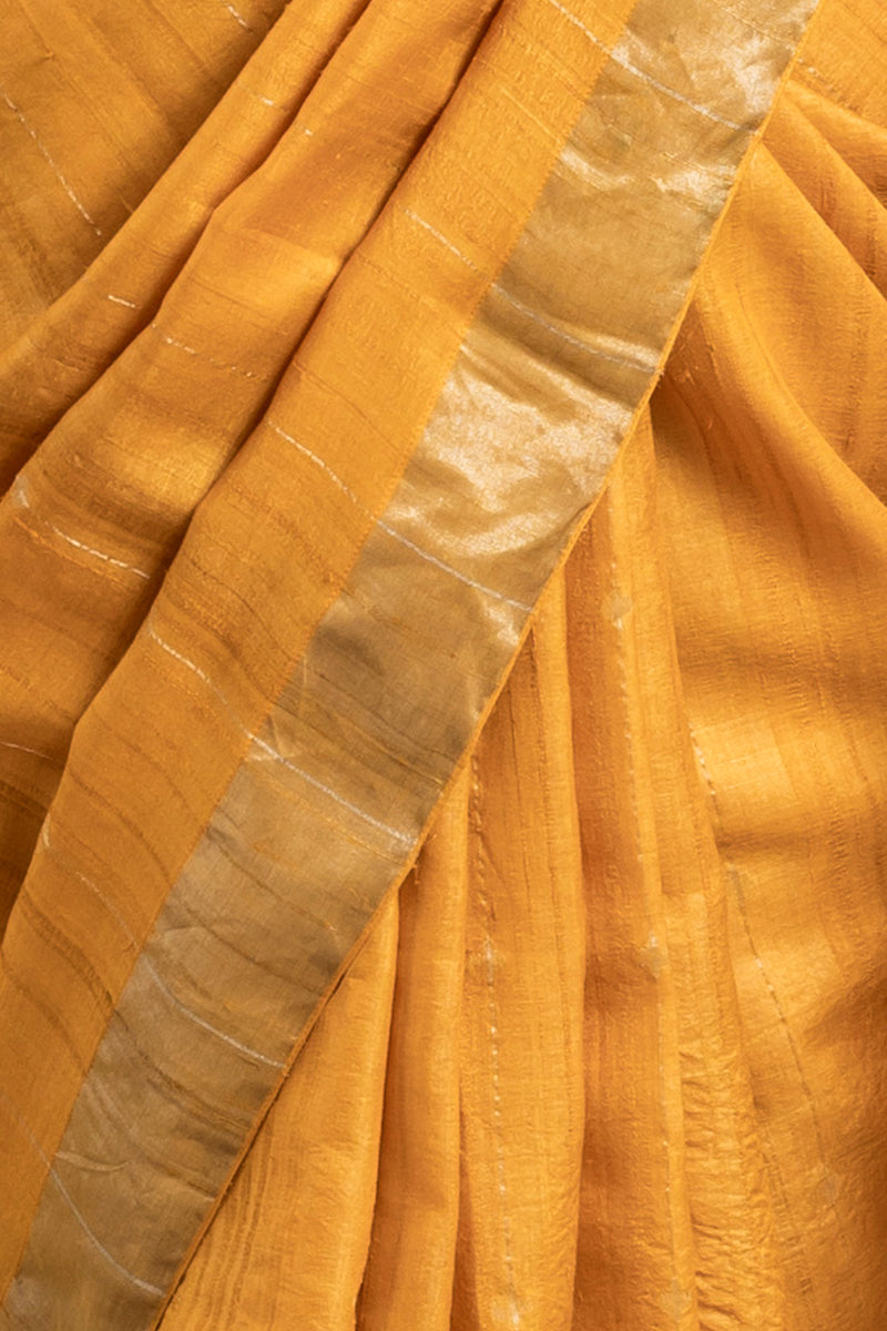 Turmeric Zari Jamdani Pure Tussar Handloom Sari