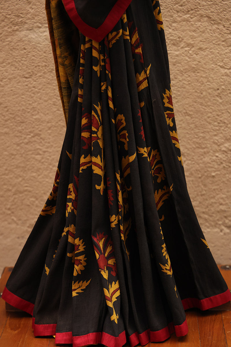 Sanjh Pure Raw Pure Kalamkari Handloom Sari