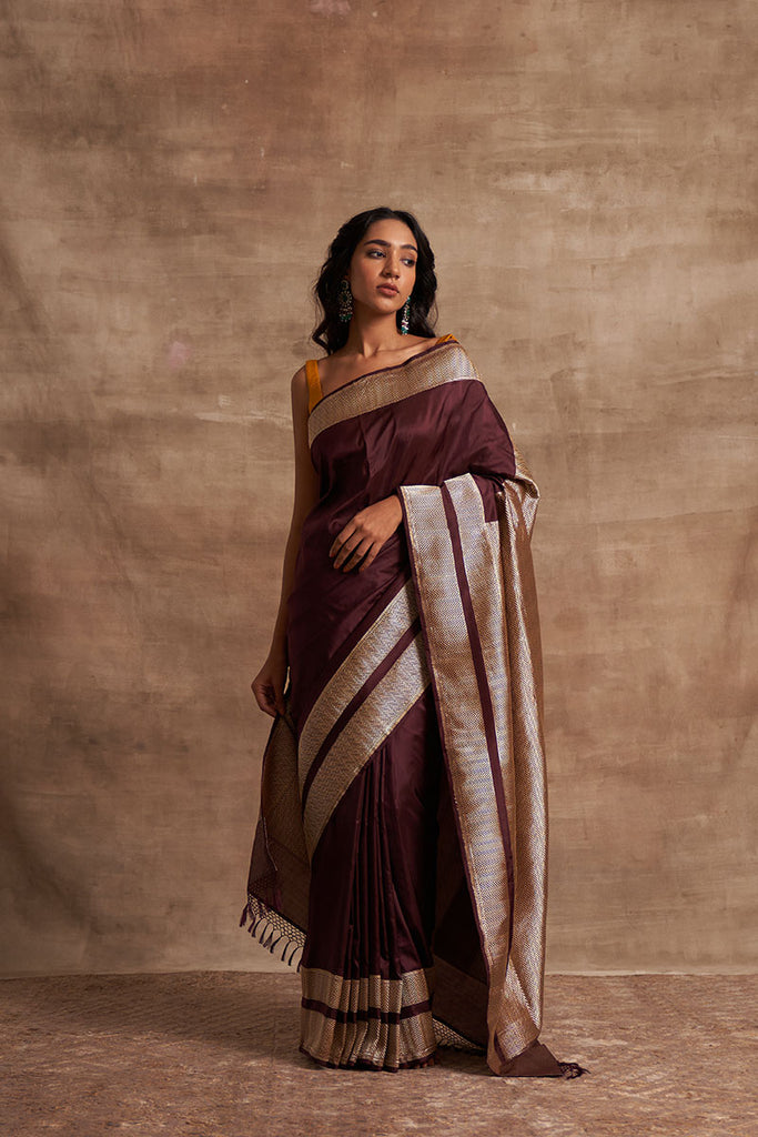 'Som Kumari' Baingani Kadhua Zari Pure Silk Benarasi Handloom Sari