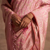 'Surkh Surur' Gulabi Kadhua Benarasi Handloom Sari