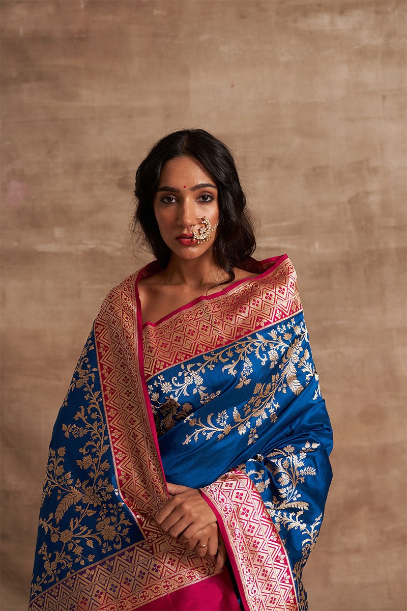 'Rangeen Rubai' Kadiyal Benarasi Handloom Sari