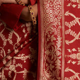 'Surkh Surur' Laal Benarasi Handloom Sari