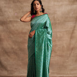 'Husna Firozi' Tanchoi Pure Silk Benarasi Handloom Sari