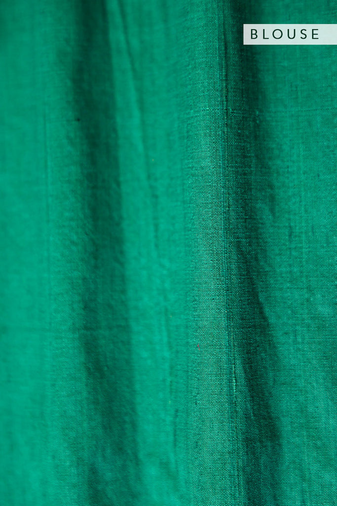 Firozi Pure Raw Silk Kalamkari Handloom Sari