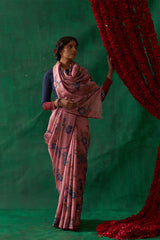 Nayika' Kalamkari Pure Tussar Silk Sari