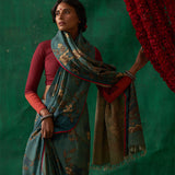 Raagmala' Kalamkari Pure Kanjivaram Silk Sari