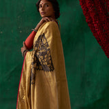 Pauravi' Kalamkari with Zari Pure Kanjivaram Silk Sari
