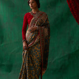 Mugdha' Kalamkari Pure Tussar Silk Sari