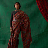 Apsara' Kalamkari with Zari Pure Banarasi Silk Sari