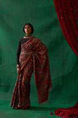 Apsara' Kalamkari with Zari Pure Tussar Silk Sari