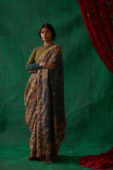 Raagini' Kalamkari Pure Tussar Silk Sari