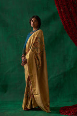 Thumri' Kalamkari with Zari Pure Kanjivaram Silk Sari