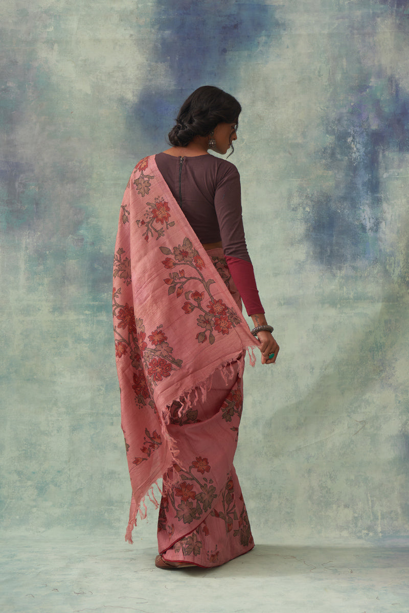'Garvita' Kalamkari Pure Tussar Silk Sari