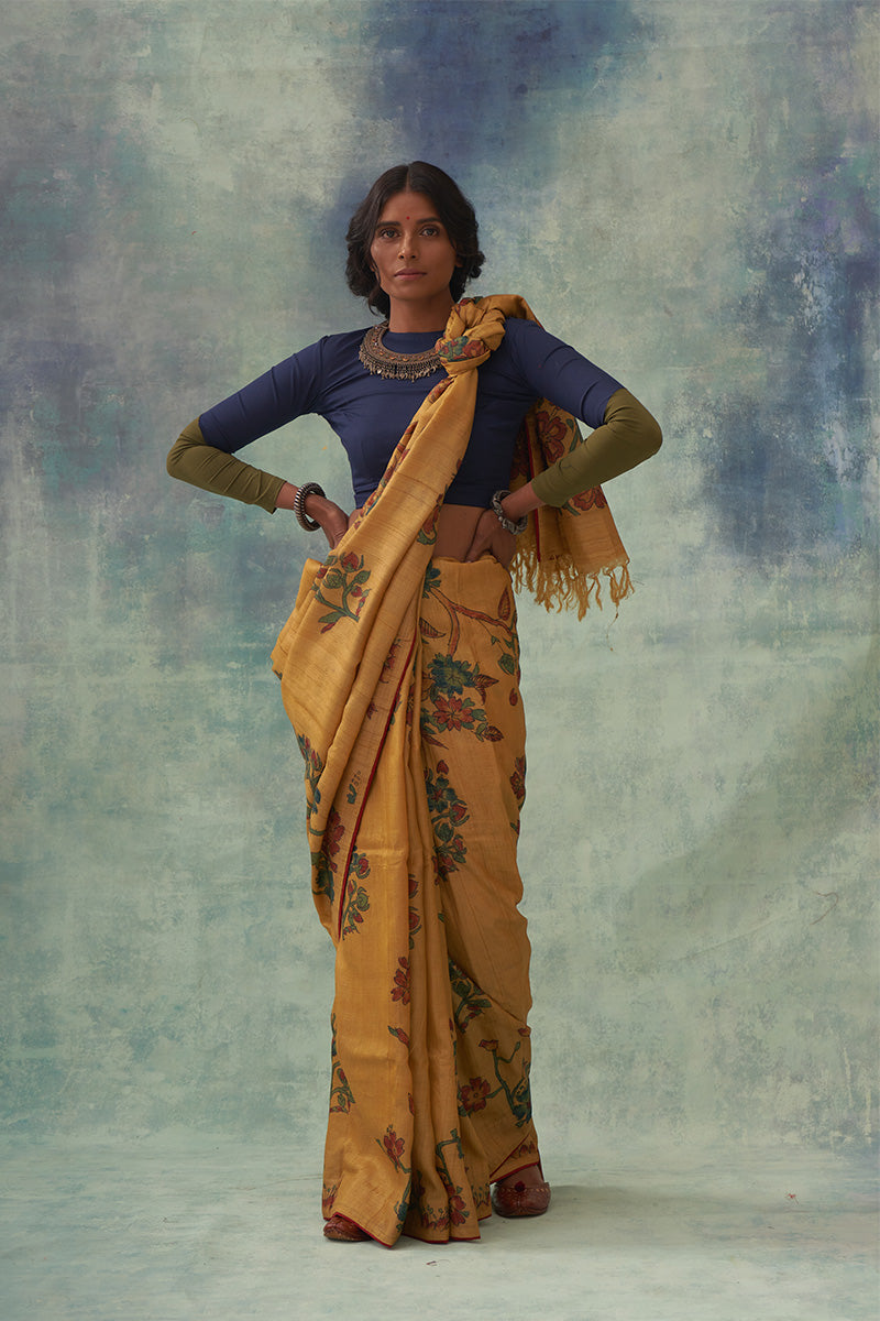 'Raschandrika' Kalamkari Pure Tussar Silk Sari