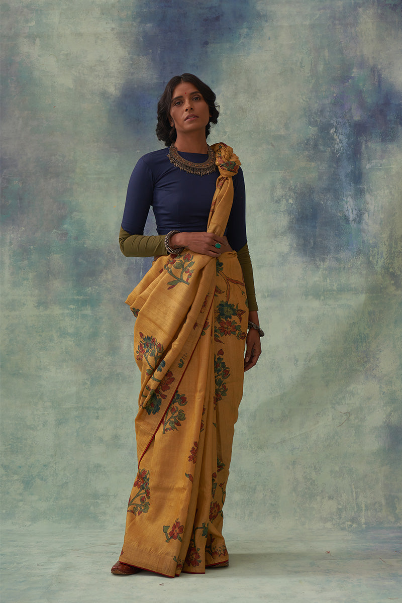 'Raschandrika' Kalamkari Pure Tussar Silk Sari