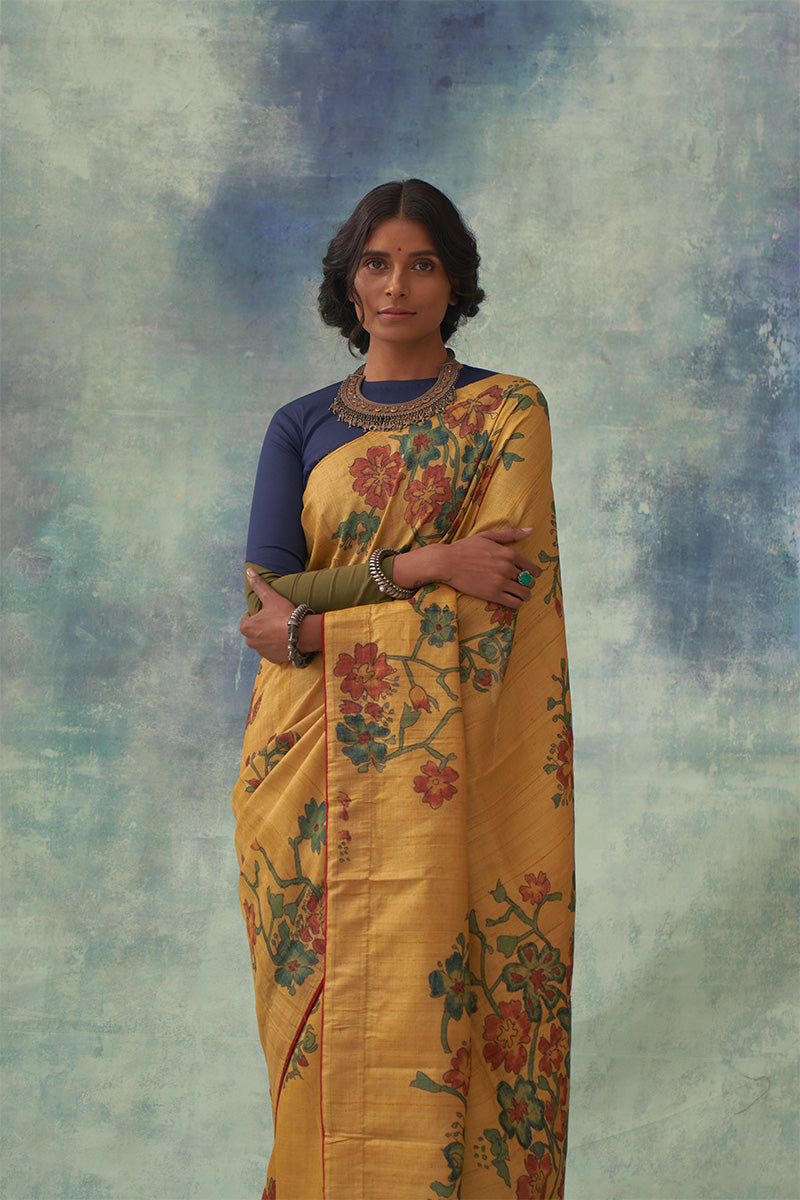 'Raschandrika' Kalamkari Pure Tussar Silk Sari