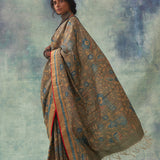 'Padmini' Kalamkari with Zari Pure Tussar Silk Sari