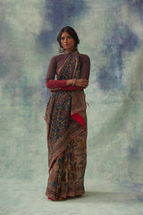 'Chandan' Kalamkari Pure Tussar Silk Sari
