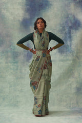 'Rasmanjari' Kalamkari Pure Tussar Silk Sari