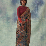 'Kankan' Kalamkari Pure Tussar Silk Sari