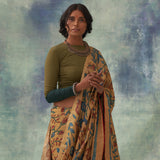 'Moti' Kalamkari with Zari Pure Banarasi Silk Sari