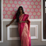 'Jhilmil Rani' Tissue Pure Silk Benarasi Handloom Sari