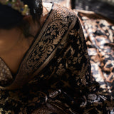 'Surkh Surur' Sanjh Jaal Benarasi Handloom Sari