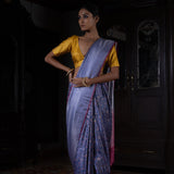 'Pushp Rekha' Neeli Tanchoi Zari Pure Silk Benarasi Handloom Sari